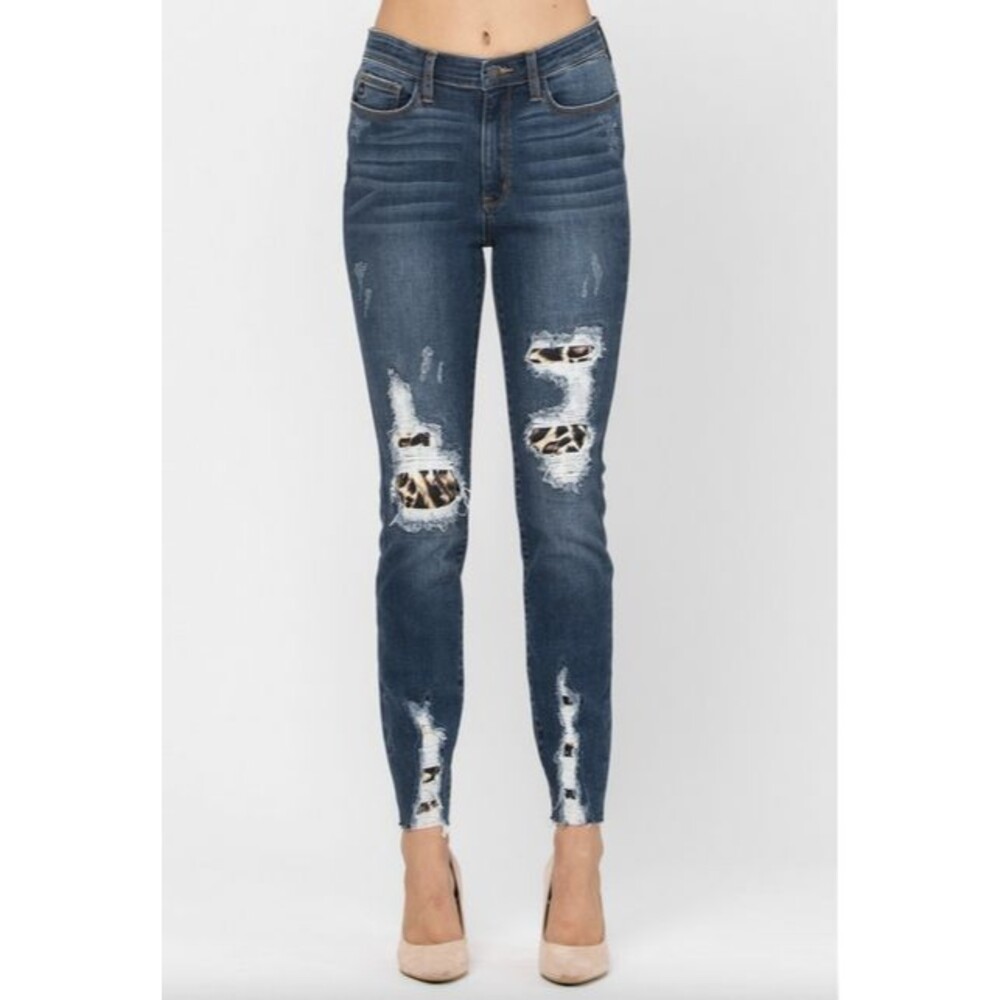 Judy Blue High Waisted Leopard Patch Skinny 82166 Size 1